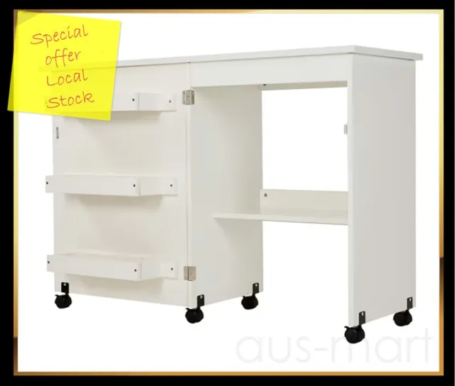 Mobile Sewing Work Bench Table + Castor Wheels + Expandable + Foldable + Storage
