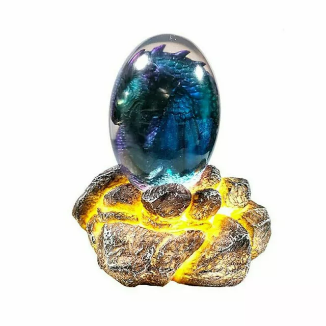 Resin Dragon Egg Crsytal Lava LED Ornamental Light Statue Dinosaur Egg Xmas 3