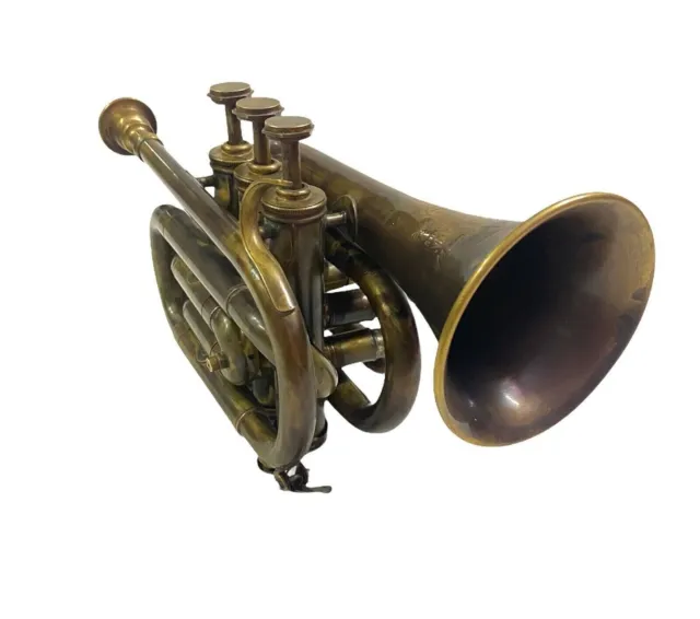 Nautical Marine Brass Pocket Bugle Horn 3 Valve Mouthpiece Professional Trumpet