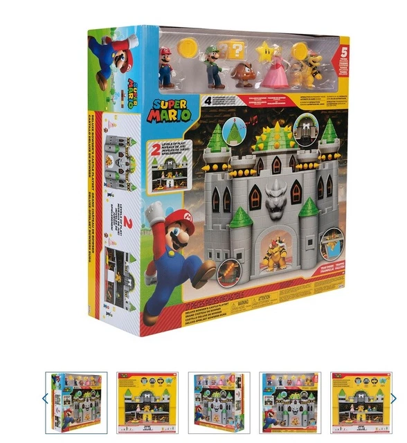 SUPER MARIO DELUXE Bowser Castle Playset With 5 Super Mario Figures New