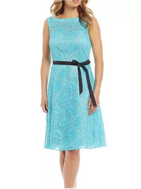 Calvin Klein Plus Size 22W Turquoise Lace Sheath Dress V-back, Mother Of Bride