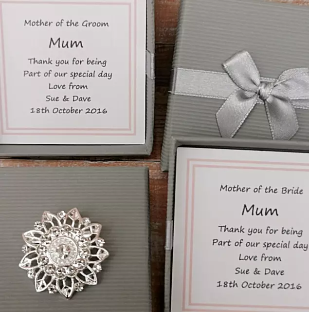 Mother Of The Bride Gift Wedding Favour Thank You Keepsake Brooch Groom