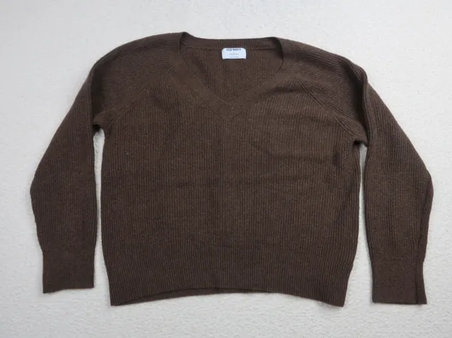 Old Navy Womens Sweater Size Medium Crew Neck Long Sleeve Brown Stretch Pullover