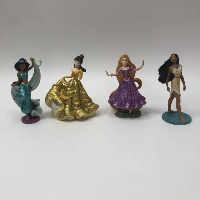Lote de 4 figuras top de pastel de 4" de princesa Disney Pocahontas bella jazmín Rapunzel
