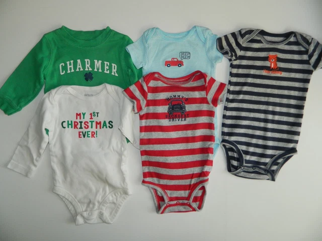 Lot of 5 CARTERS boys Long Short Sleeve 1-pc BODYSUITS * 9  months