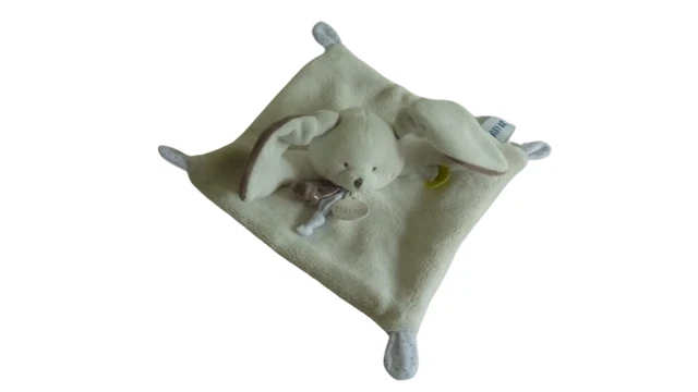 BABYNAT BABY NAT SOS DOUDOU LAPIN PLAT BLANC CHINE GRIS BN0221 - Boutique pour retrouver Doudou