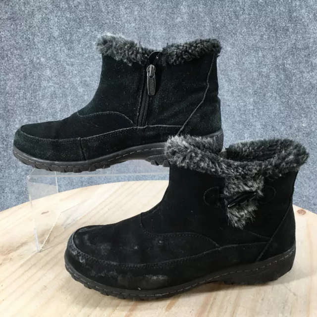 Khombu Boots Womens 8 M Gracie Shearling Winter Ankle Black Suede Faux Fur Lined 2