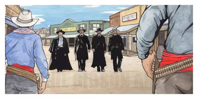 Original "Gunfight at the O.K. Corral" Art Print Blu Poster Tombstone Wyatt Earp