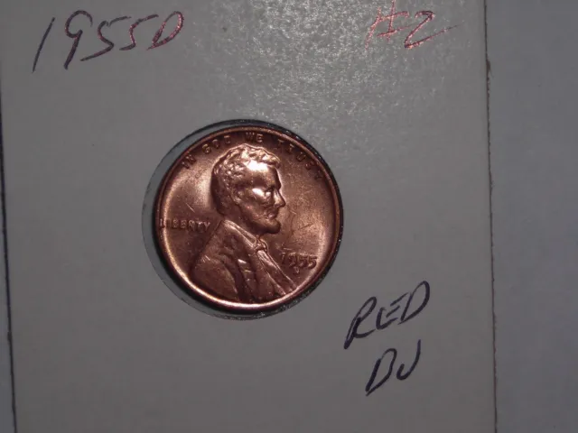 wheat penny 1955D NICE RED BU 1955-D LINCOLN CENT LOT #2 UNC RED LUSTER