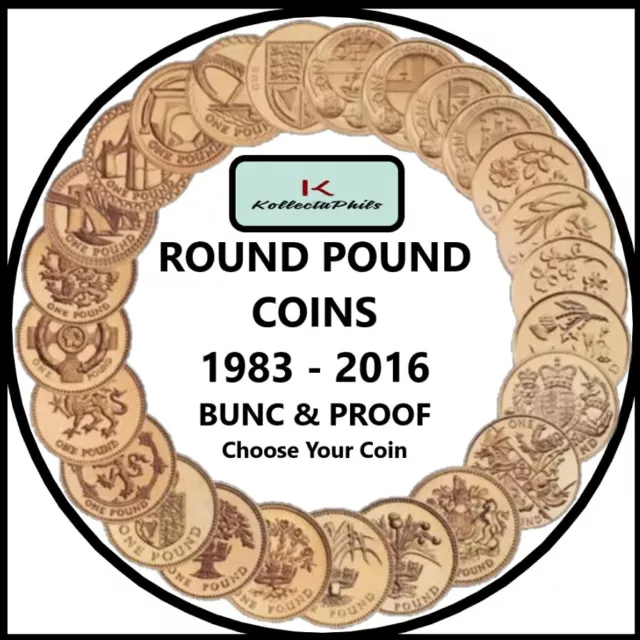 £1 One Pound Coin BUNC and PROOF 1983 to 2016 Uncirculated Round Pound from Sets