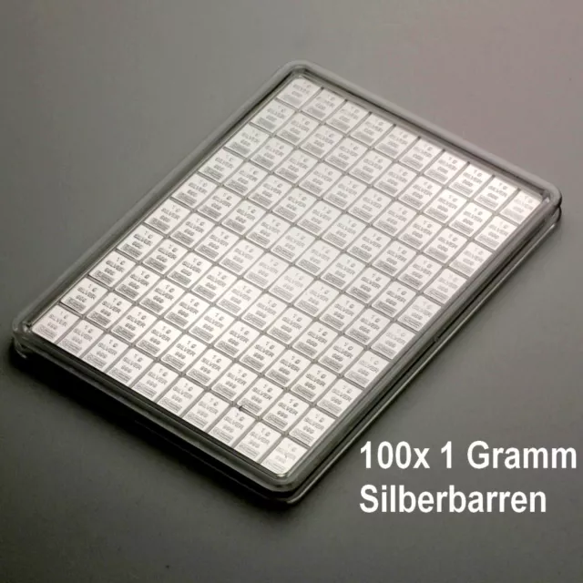 100x 1 GRAMM SILBERBARREN - Silbertafel ESG Valcambi 100g Silber Münze Barren!!!