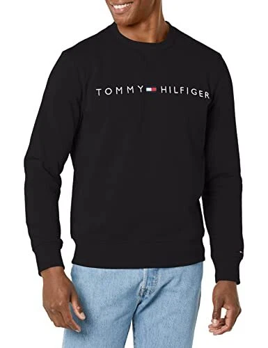 Tommy Hilfiger Mens Brandstand Logo Crewneck Sweatshirt Black
