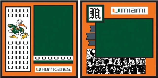 "Universidad de Miami, diseño de álbum de recortes de 2 páginas, álbumes de recortes uniformados 8x8"