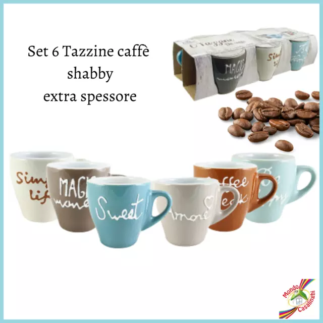SET TAZZINE CAFFE caffè da bar in ceramica shabby chic porcellana tazza  colorate EUR 15,99 - PicClick IT