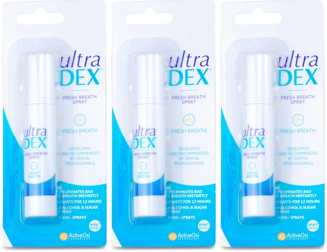 3 X UltraDex Fresh Breath Spray 9ml