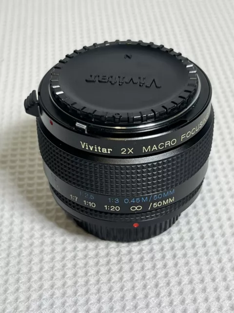 Vivitar 2X Macro Focusing Teleconverter MC Lens 50MM w Caps!