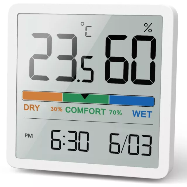 Termometro e Igrometro digitale Misura Temperatura Tassi di Umidità casa bianco