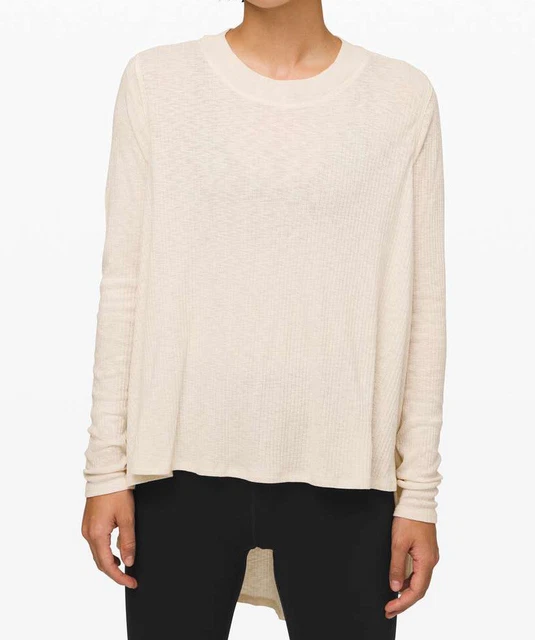 LULULEMON 'Dare to Drape' Rustic Ivory Trapeze Long Sleeve Top Sz Med, Long Back