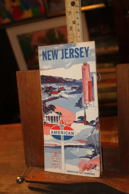 Vintage New Jersey Amoco American Oil Travel Map
