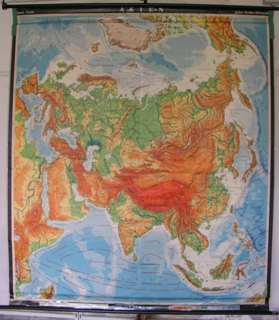 Tarjeta de Pared la Escuela Mapa Asia China India Tailandia 1971 198x226 Jpd