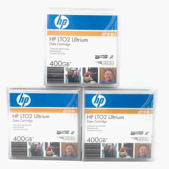 3x Genuine HP LTO2 400GB ULTRIUM DATA CARTRIDGE C7972A  BRAND NEW