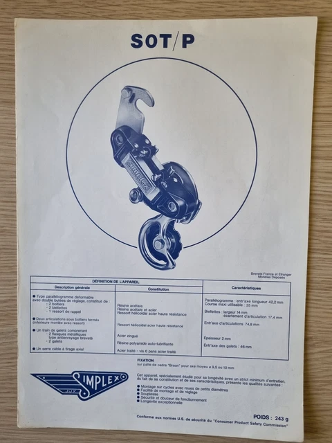 Blocage Rapide Arrière Simplex Juy – Skewer Vélo Vintage, Acier, France