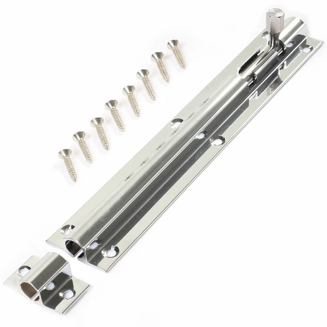 LONG DOOR BOLT 6" Polished Chrome Toilet Bathroom Shed Lock Slide Cabinet Catch
