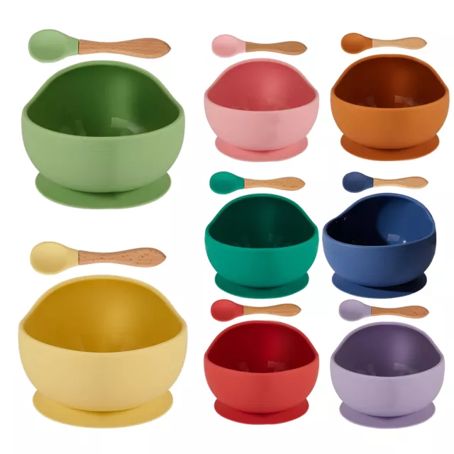 Baby Silicone Suction Bowls Kids Feeding Silicone Bowl Toddlers Plates BPA Free