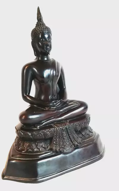 MASIV 23 cm Thai Buddha Figur Feng Shui Meditation Resin Stein rot-schwarz 1,7kg