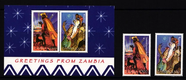 Sambia 858 und 589 und Block 45 postfrisch Weihnachten #II152