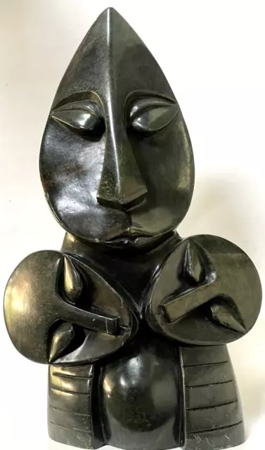 Vintage Abstract Tribal Sculpture African Hand Carved Shona Stone  3KG Signed