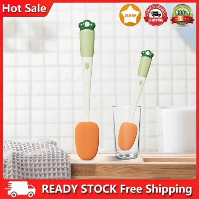 3-in-1 Long-handle Sponge Cup Brush Carrot-shaped Bottles Cleaning Brushes (E)