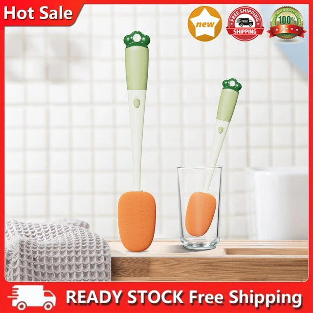 3-in-1 Long-handle Sponge Cup Brush Carrot-shaped Bottles Cleaning Brushes (E)