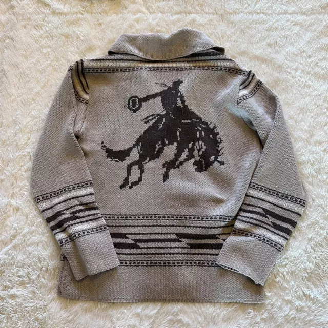 Western Bucking Bronc Rodeo Horse Knit Traditional Button Front Sweater Coat Top