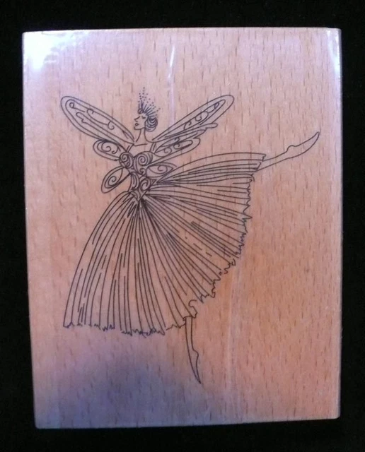 Create & Craft STYLISED FAIRY Rubber Ink Stamp on Beech Block - Free UK P&P (2)