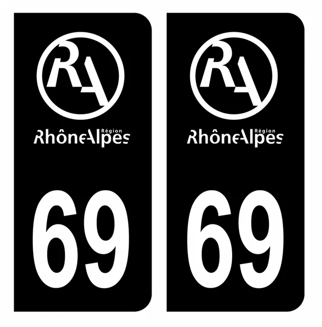 2 ADESIVI TARGA AUTO 69 rhône-alpes – Logotype II