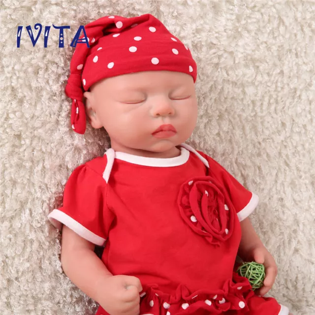 IVITA 18'' Handmade Eyes Closed Silicone Reborn Doll Baby Girl Toy Gift 3200g