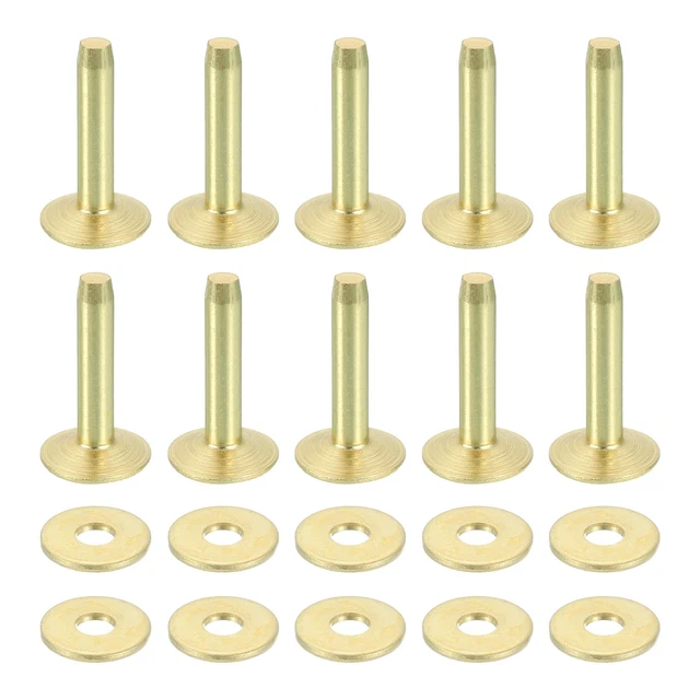 50 SET 12X4X19MM Solid Copper Rivets and Burrs Leather Fastener, Gold ...