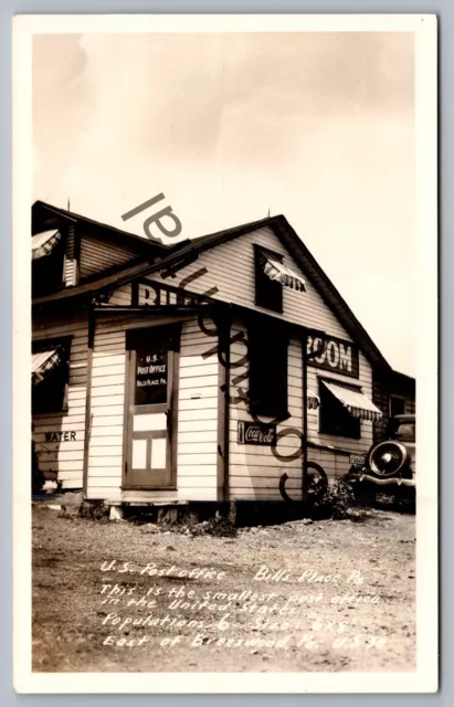 Real Photo Bill's Place PA Smallest US Post Office Lincoln Highway RP RPPC G481