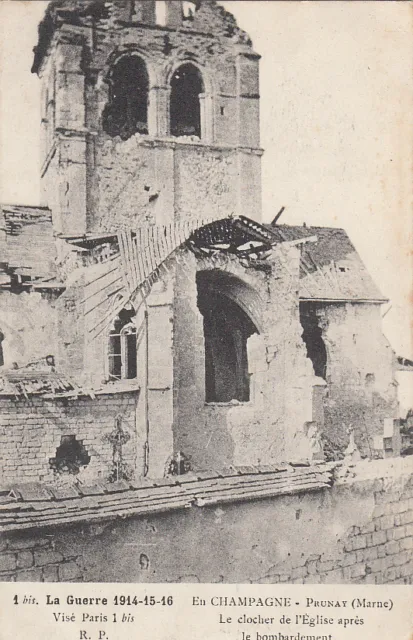 CPA GUERRE 14-18 WWI MARNE MARSON clocher de l'église