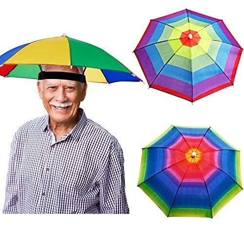 3 Pieces Rainbow Umbrella Hats Camouflage Fishing Cap Beach Umbrella Headband