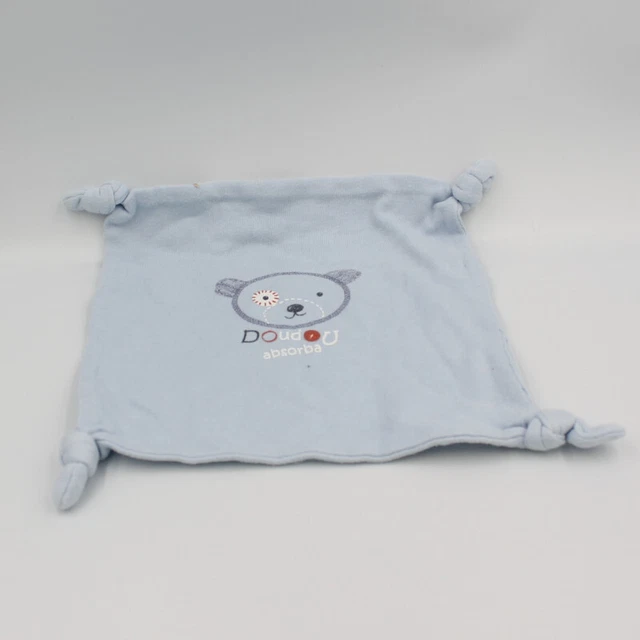 Doudou plat carré ours bleu ABSORBA - 26507