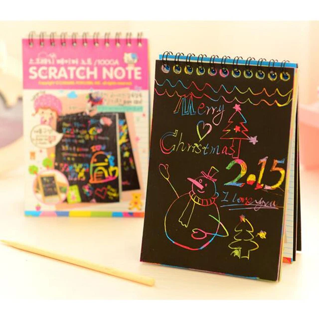 1 pieza Notas Dibujo Tableros Arco Iris Boceto Pad Scratch Off Boards