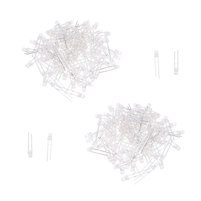 200 Pezzi Luce LED Bianca 3mm Diodo Emettitore W5W1