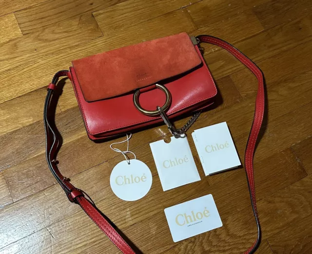 Chloe Faye Crossbody Red Scarlet Pink Mini Bag Clutch Purse