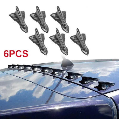 6pcs Car Roof Diffuser Shark Fin Spoiler Roof Wing Air Vortex Generator Sticker