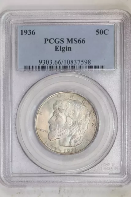 1936 Elgin Silver Commemorative Half Dollar Pcgs Ms66