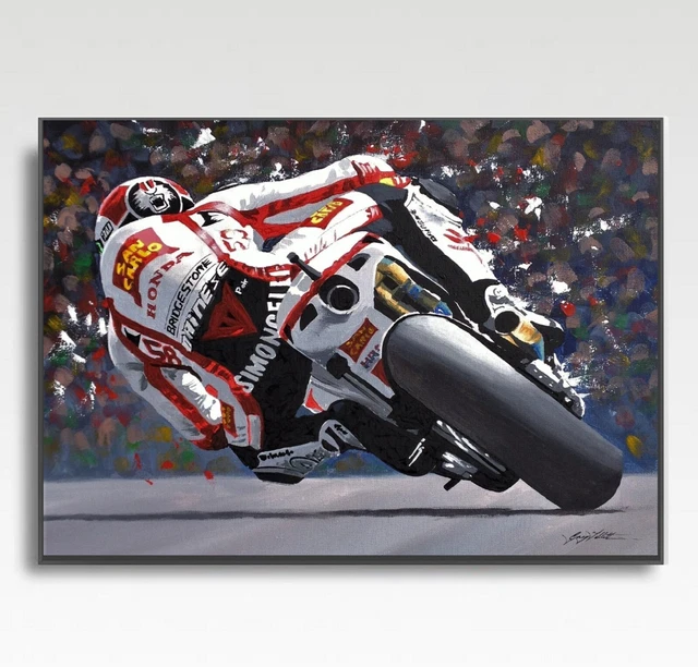 Póster Artístico A3 De Joey Dunlop (MotoGP, TT) | Edición Limitada Por Greg Tillett | Tamaño 42x30 Cm