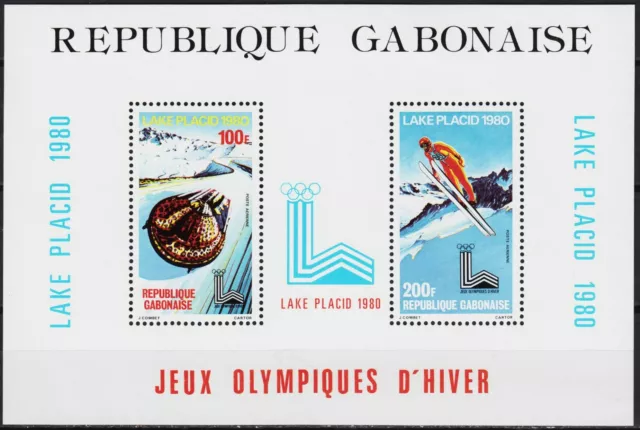 Gabon 1980 Winter Olympics Sports Games Skiing Ski jumping Bobsled m/s MNH