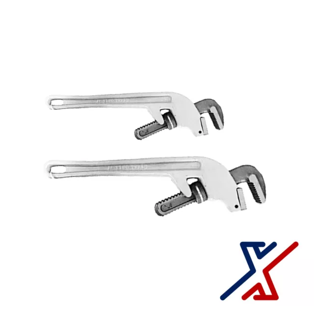 14" & 18" Aluminum Pipe Wrench with a 45 Degree Head Offset (Set of 2) by X1 Too